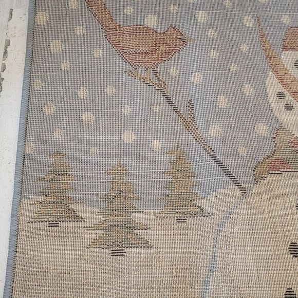 Snowman red Cardinals snow rug mat xmas decor - Picture 10 of 13